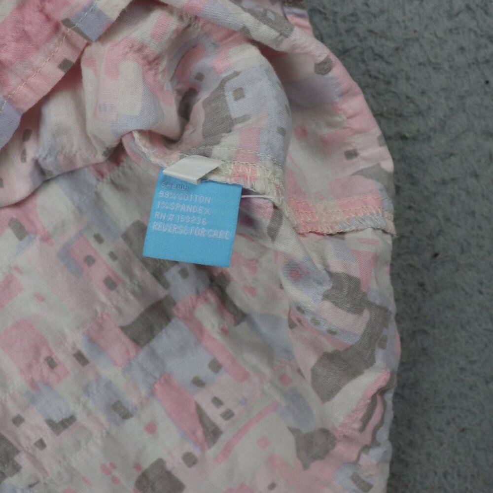 J Mclaughlin Top Womens XS Pink Printed Button Long Sleeve Blouse Preppy - Picture 11 of 12